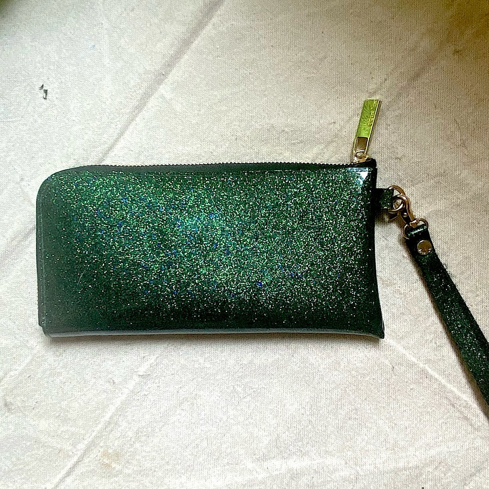 Deux Lux Zip Wallet Clutch / Emerald Green Sparkle